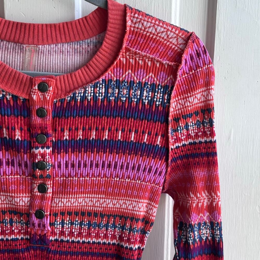 Free People Movement Rally Printed Layer Henley Fired Up Combo - Picture 5 of 8